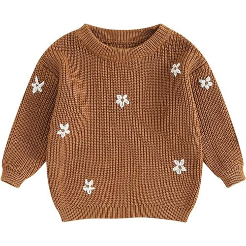 Mubineo Baby Girl Winter Clothes Cute Flower Sweater Crewneck Pullover Long Sleeve Knit Newborn Infant Sweaters
