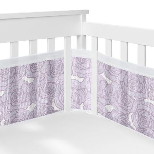 Sweet Jojo Designs Girl BreathableBaby Breathable Mesh Crib Liner Baby Nursery Rose Lavender Purple
