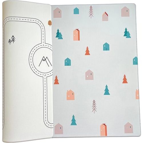 Ofie mat by Little Bot, soft baby play mat, durable and non-toxic (boho town + country road nordic, Large)