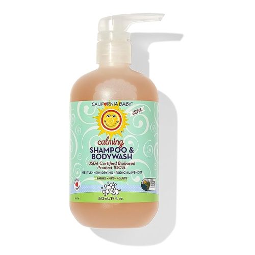 California Baby Calming Baby Shampoo + Baby Wash | 100% Plant-Based | Lavender Body Wash For Sensitive Skin | Hypoallergenic | 517 mL / 17.5 oz.
