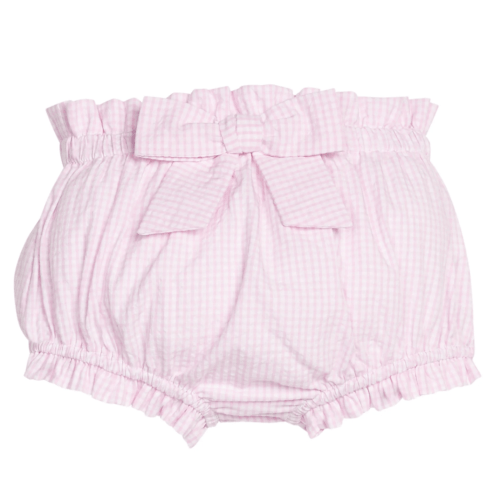 Dottie Bow Diaper Cover - Light Pink Seersucker Gingham