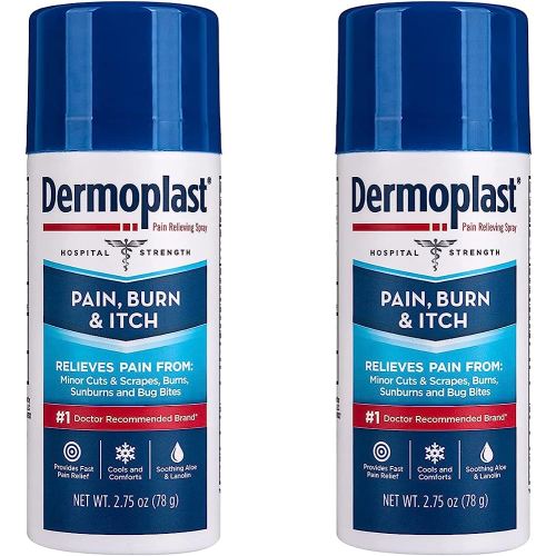 Dermoplast Pain, Burn & Itch Relief Spray for Minor Cuts, Burns and Bug Bites, 2.75 Oz, Pack of 2 (Packaging May Vary)