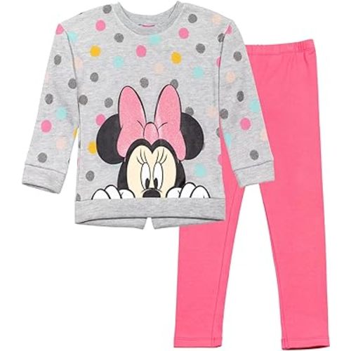 Disney Minnie Mouse Fleece Sweatshirt and Leggings Outfit Set Infant to Big Kid Sizes (12 Months - 14-16)
