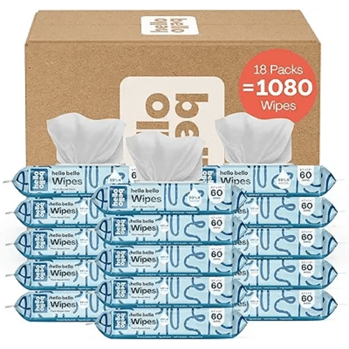 Hello Bello Extra Gentle Unscented Baby Wipes, Plant Based, Made with 99% Water and Aloe for Babies and Kids, 1080 Count