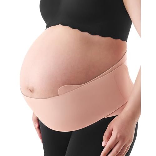 Momcozy Belly Bands for Pregnant Women, One-Piece & Portable Pregnancy Belly Band with Ergonest Back Support & Breathable Fabric – Adjustable Maternity Belt for Small/Round/High-Carrying Belly