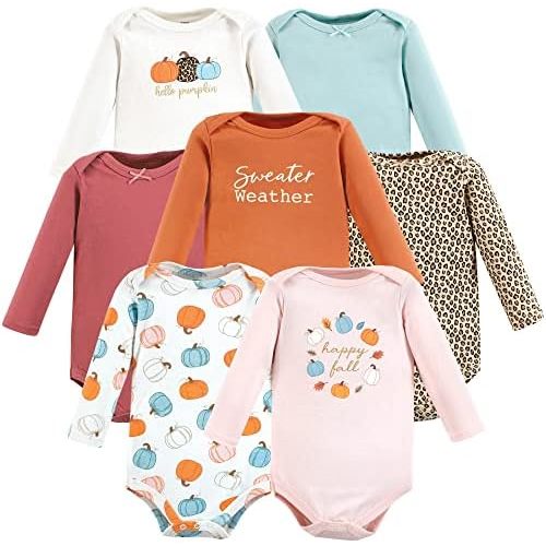 Hudson Baby Baby Girls' Cotton Long-sleeve Bodysuits 7-pack