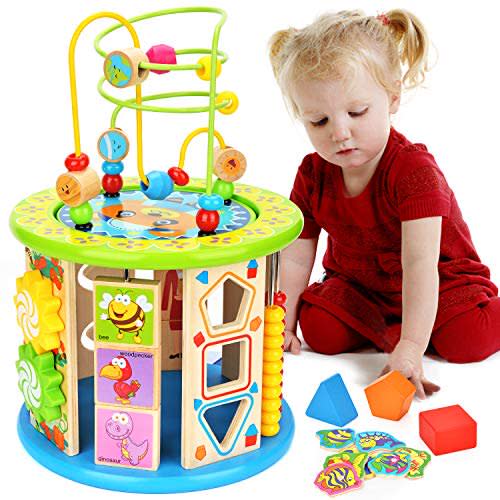 BATTOP 10-in-1 Multi Play Activity Cube?Baby Wooden Activity Cube Toys Bead Maze Educational Toys for 1 Year Old Boys & Girls Activity Center, Toys for Kids Girls & Boys Age 1?2?3?4?5