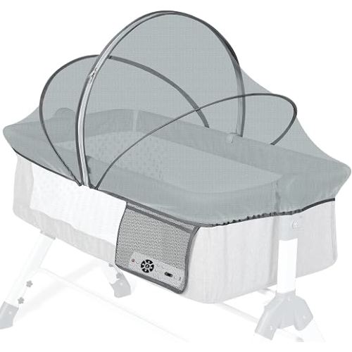 Orzbow Bassinet Cover for Cats - Breathable Mosquito Net Cover for Bassinets/Travel Cribs/Mini Cribs, Baby Mosquito Net to Keep Pets Out, with Two-Way Self-Locking Zippers and Storage Bag, Grey
