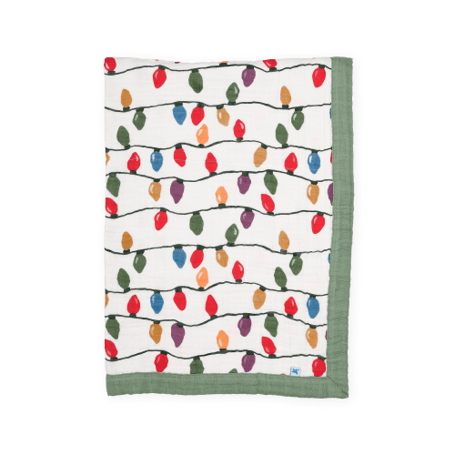 Cotton Muslin Baby Quilt - Christmas Bulbs