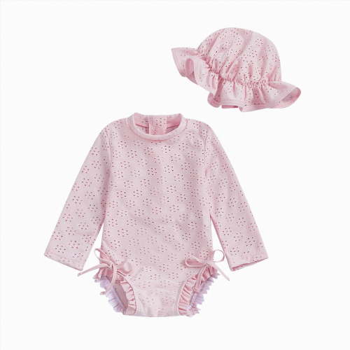 Hessimy Girl Swimsuit Infant Bathing Suit Newborn One Piece Cute Summer Beach Swim Suit(Pink,3-6 Months)