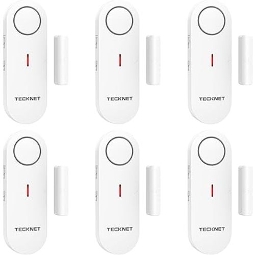 TECKNET Door Alarms for Kids Safety, Window Alarm Pool Alarms Door Alarm for Home Security, 2-in-1 Alarm & Chime, 3-Level Volume Control, Wireless Alarm for House Hotel Cars Sheds Caravans (6 Pack)