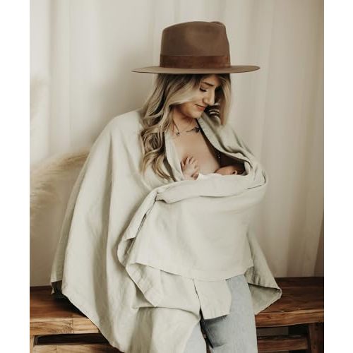 Indi by Kishu Baby GOTS Organic Muslin Nursing Cover Up for Breastfeeding, Breathable Nursing Shawl, Scarf, Privacy Nursing Cover for Breastfeeding Moms (Sage)