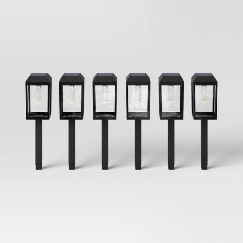 6pk Window Lantern Solar Led Outdoor Path Lights Matte Black - Threshold™: Energy-efficient, Weather-resistant, Automatic Lighting