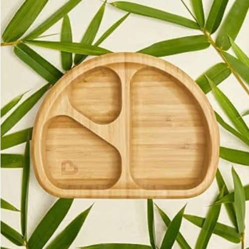 Munchkin® Bambou™ Divided Suction Plate - Eco-Friendly Bamboo Dinnerware for Babies and Toddlers