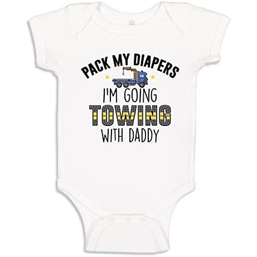 I'm Going Towing with Daddy Tow Truck Baby One Piece Or Toddler T-Shirt Children's Clothing