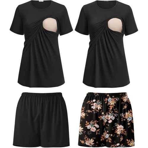 Ekouaer 2 Pack Women's Nursing Pajamas Set XL