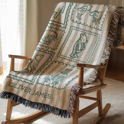 Personalized Winnie-the-Pooh Baby Blanket, Custom Name Throw, 1926 E.H. Shepard Illustration, Pooh & Piglet, Classic Storybook Gift, Toddler