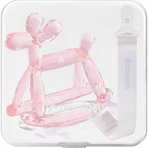 Crystal Jelly Baby Teether – Teething Toys 3-6 Months Food Grade Silicone Teether with Storage Box and Pacifier Clip, Safe for Babies (Rose Quartz Clip+Box)