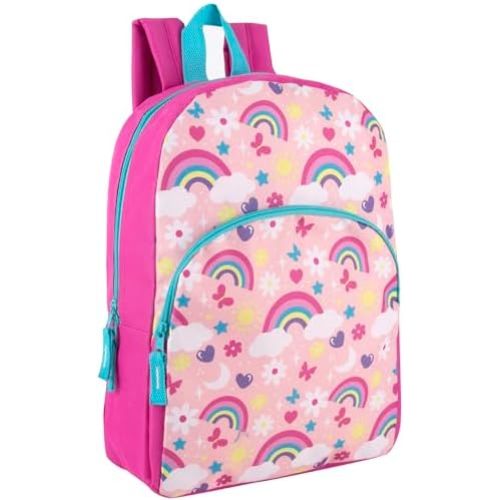 Trail maker 15 Inch Kids Backpacks for Boys & Girls | Preschool, Kindergarten, Elementary School Backpacks with Adjustable, Padded Straps (Radiant Rainbows)
