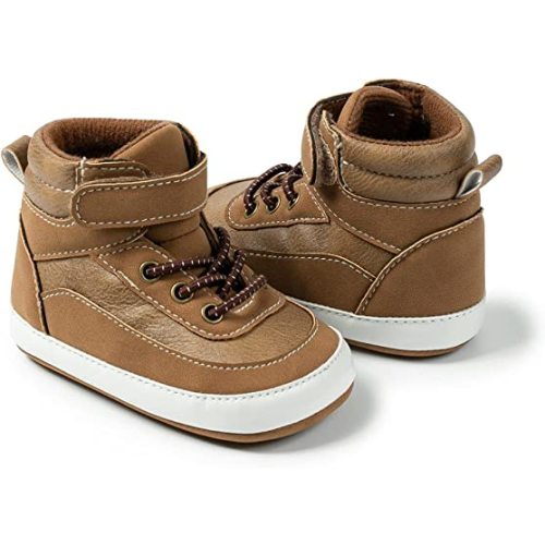 Meckior Toddler Baby Boys Girls High Tops Ankle Sneakers Soft Anti-Slip Sole PU Leather Moccasins Infant Newborn Prewalker First Walking Crib Shoes