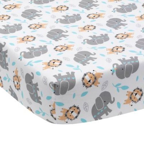 Bedtime Originals Baby Fitted Crib Sheet - Jungle Fun Elephant & Lion: 200 Thread Count