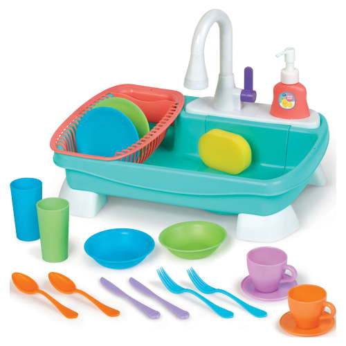 Kid Connection Water Sink Play Set, 21 Pieces with Faucet, Color-Changing Plates and Utensils