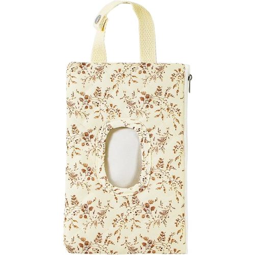 Quilted Baby Wipe Holder Floral Diaper Pouch Portable Quilted Wipes Bag for Car, Stroller