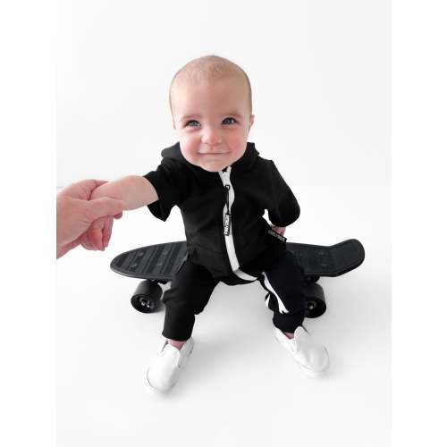 Hooded Rebel Short Sleeve Romper in Black