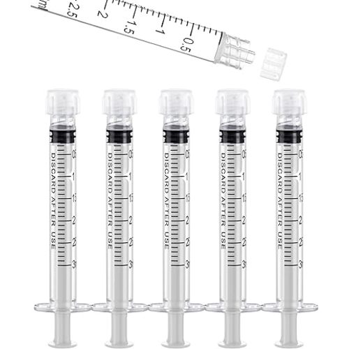 3mL Luer Lock Syringes without Needle - Syringe with Cap, Sterile Individually Sealed, Professional, Industrial & Personal Home Care, 50 Pack