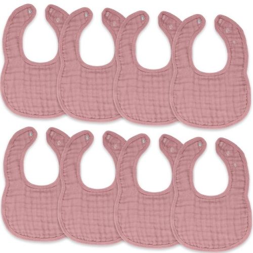 Muslin Cotton Baby Bibs, 8 Pack, Adjustable Size with Easy Snaps, Soft and Super Absorbent, Washable and Reusable By Comfy Cubs