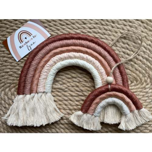 Macrame Rainbow Wall Hanging: Peach Ombre Boho Nursery Decor