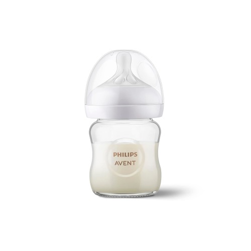 Glass Natural Baby Bottle With Natural Response Nipple 4oz 3 Pack - Clear