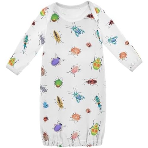 Baby Sleeper Gown for Newborn Girls Boys Long Sleeve Cotton Nightgown Clothes for Infant Home Coming 0-12 Months
