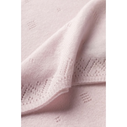 Gauzy Cashmere Baby Blanket with Pointelle Details | Blush