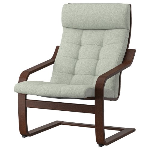 POÄNG Armchair - brown/Gunnared light green