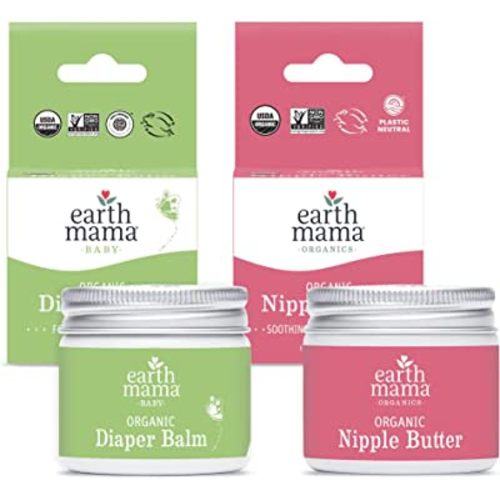 Organic Nipple Butter™ + Organic Diaper Balm | Earth Mama's Sensitive Skincare BFF Breastfeeding Essentials & Baby Cream Bundle