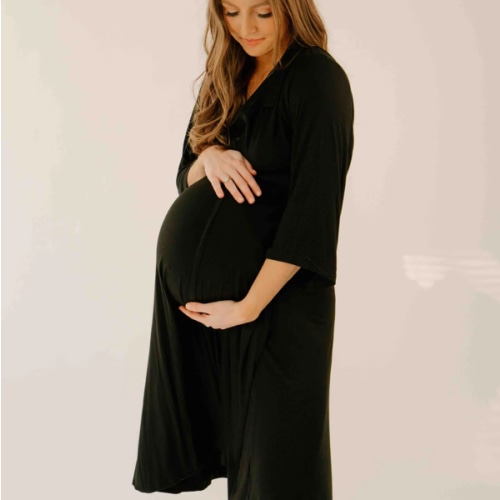 Lila Labor & Postpartum Gown in Black
