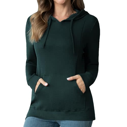 Bearsland Women's Maternity Sporty Hoodie Breastfeeding Shirt Nursing Sweatshirt with Pockets