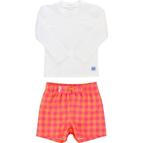 Sunset Sorbert Long Sleeve Two-Piece Rashguard Swimsuit, 3-6M