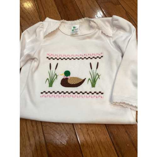 Girl Mallard Duck Baby Gown: Duck Lover Newborn Outfit