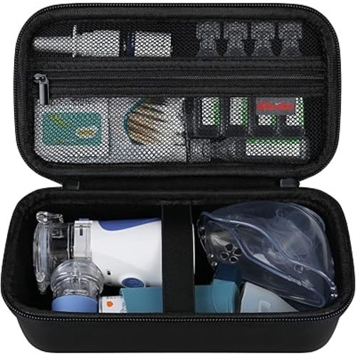 Elonbo Carrying Case for Portable Handheld Inhaler Nebulizer Machine for Adults and Kids, Asthma Inhaler Travel Case, Handheld Mesh Atomizer Machine Holder, Inhaler Spacer Bag, Black