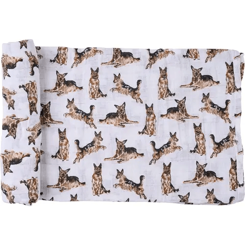 Mud Pie Baby Dog Breed Swaddle Blanket, German Shepherd 47" x 47"