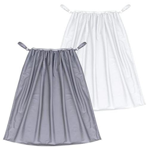 Biloban Reusable Diaper Pail Liner Bags 2 Pack for Ubbi Diaper Pail, Waterproof Larger Capacity & Washable Wet Bag for Dirty Diapers, Cloth Diaper, Laundry and Kitchen Garbage, Grey & White