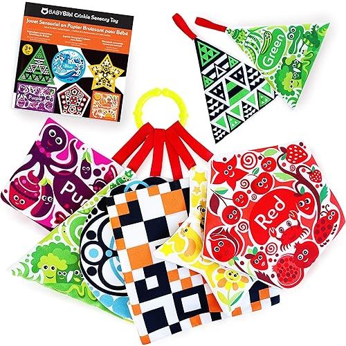 High Contrast Crinkle Paper Shapes - Baby Sensory Toys for Visual Development, Tummy Time - Crib, Stroller & Car Seat Crinkle Toys for Babies & Infants 3 Months+