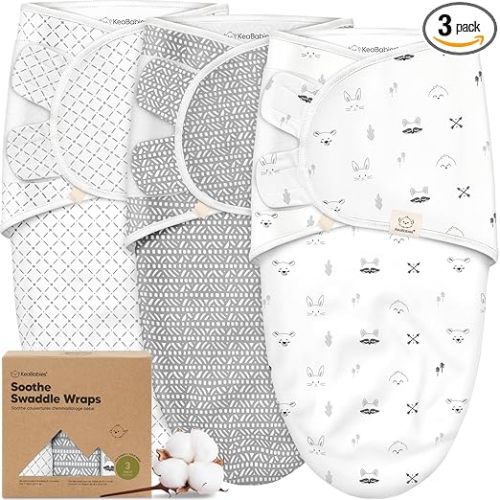 KeaBabies 3-Pack Organic Baby Swaddle Sleep Sacks - Swaddles for Newborns, Infant 0-3 Months, Baby Girls, Boys, Soft & Snug Newborn Sleep Sack, Nursery Swaddling Blankets (Nordic, OS)