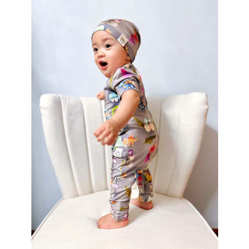 Prehistoric Pals | Short Sleeve/Long Leg | Bamboo Viscose Romper