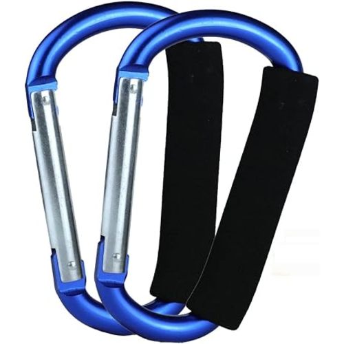 Stroller Hooks by Baby,2 pcs Carabiner Stroller Hook Organizer for Hanging Purses, Diaper Bag, Shopping Bags. Clip Fits Single/Twin Travel Systems, Car Seats and Joggers (Blue)
