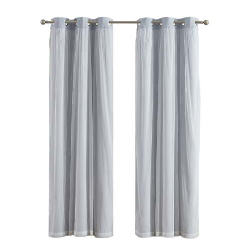 Your Zone Blackout Curtain Panel with Sheer Overlay, 1 Panel, Grey, 37" W x 95" L