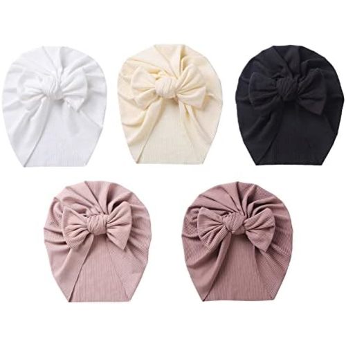 Newborn Hospital Hat Mittens Baby Beanies with Bow Knot Infant Caps Soft Cute Toddler Headwrap for Boys Girls