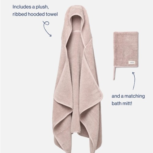 Organic Cotton Ribbed Towel + Bath Mitt | Baby Bath | Lalo
